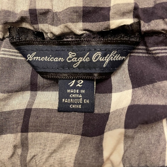 Blue & White Plaid Strapless Dress with Pockets - Picture 4 of 5